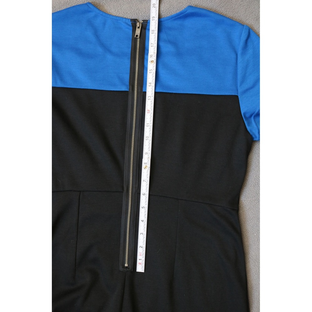 DKNYC Colorblock Sheath Dress Women Small Black Blue Green Short Sleeve Zip Back - Picture 9 of 13